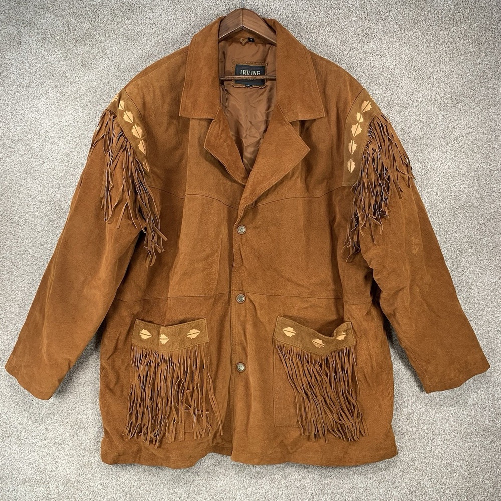 Irvine Park 2xl Plus Size Unisex Suede Fringe Jacket Embroidered Western *Stains